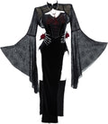 Gothic Vampire Costume – Velvet Bodycon Dress & Spiderweb Cloak Set