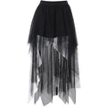 Gothic Mesh High-Waisted Asymmetric Skirt – Dark Vintage Midi