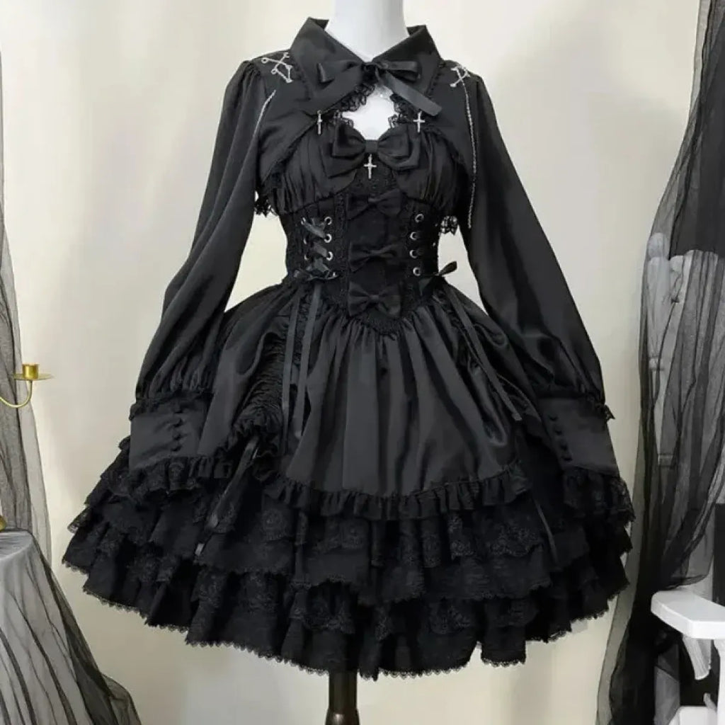 Gothic Victorian Lolita Dress – Punk Lace & Bow