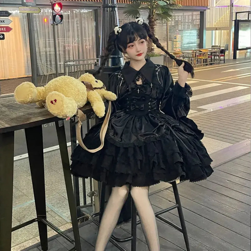 Gothic Victorian Lolita Dress – Punk Lace & Bow