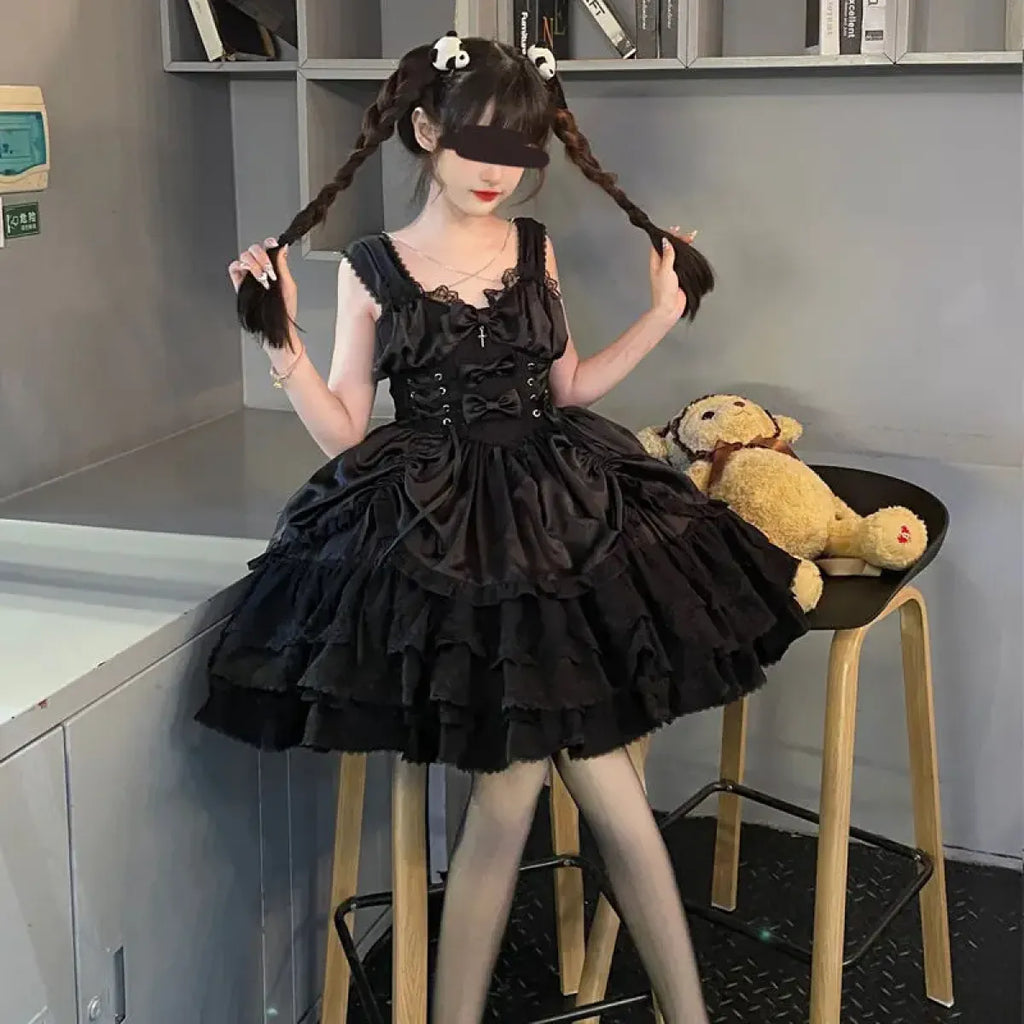 Gothic Victorian Lolita Dress – Punk Lace & Bow
