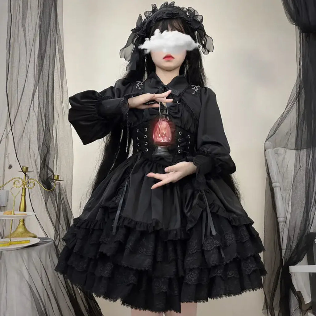 Gothic Victorian Lolita Dress – Punk Lace & Bow