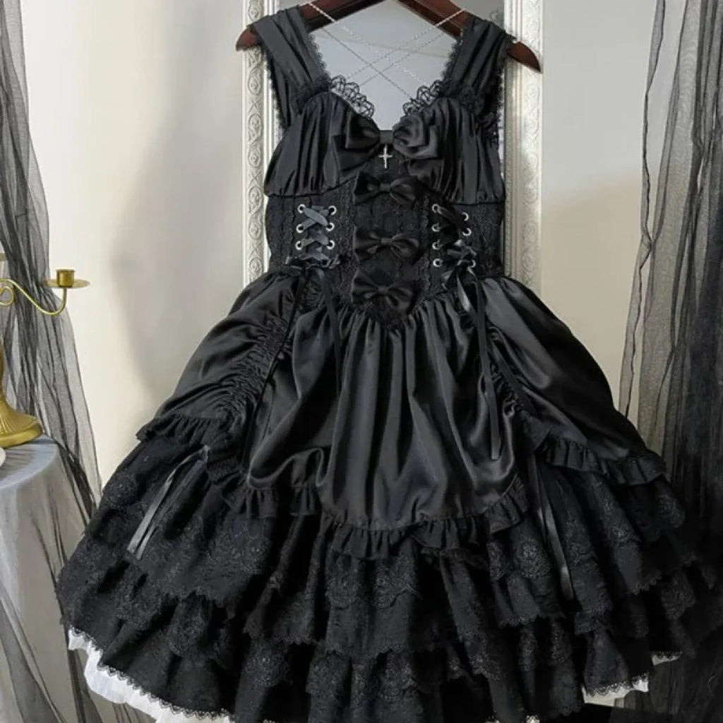 Gothic Victorian Lolita Dress – Punk Lace & Bow