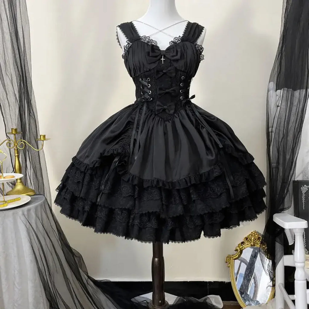 Gothic Victorian Lolita Dress – Punk Lace & Bow