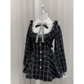 Lolita Plaid Lace Trim Dress – Heart Button Gothic Schoolgirl