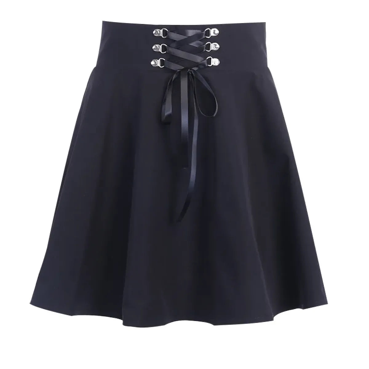 Gothic Lace-Up Mini Skirt – Corset Waist Dark Fashion