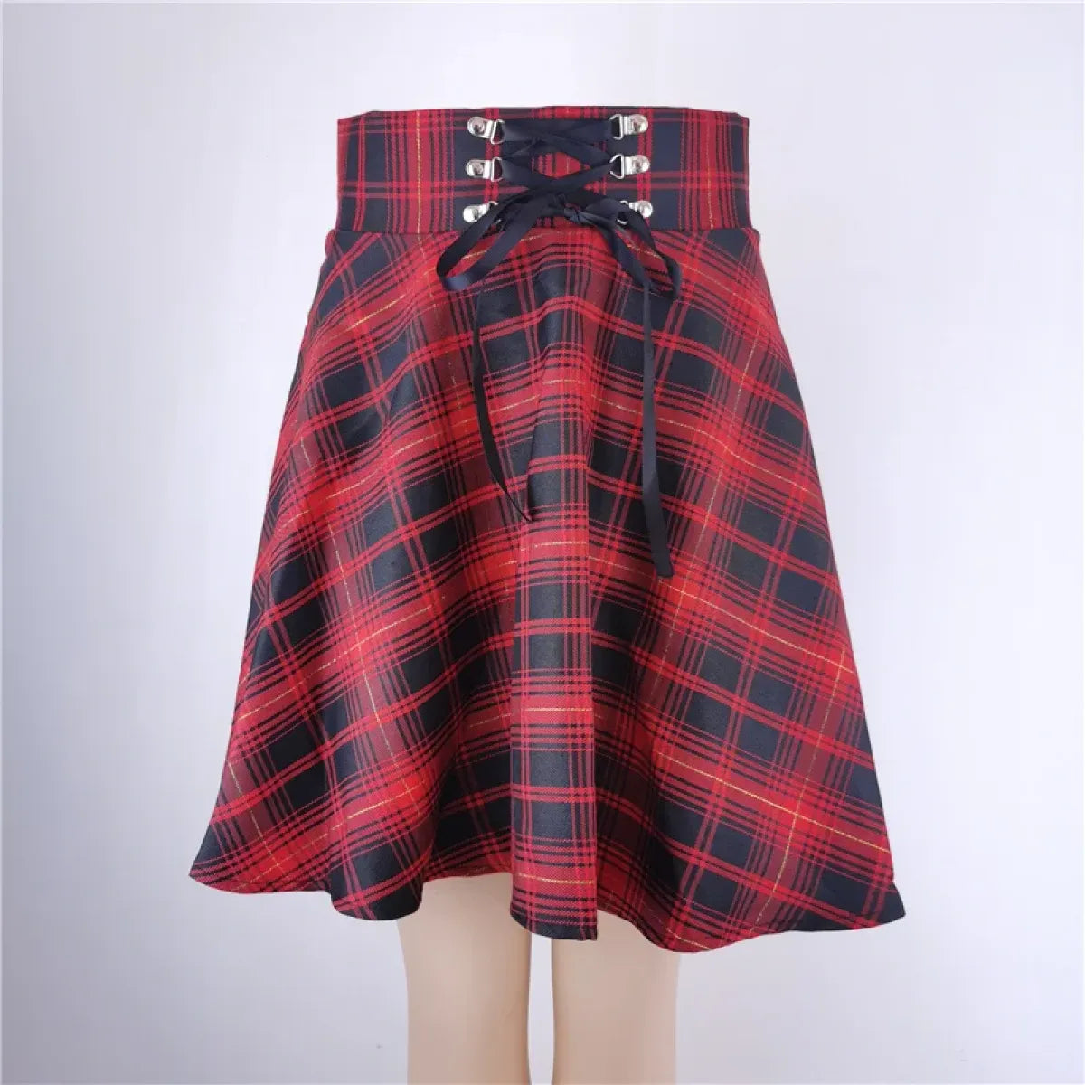Gothic Lace-Up Mini Skirt – Corset Waist Dark Fashion